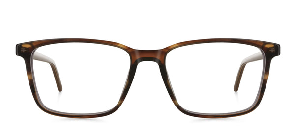 braun-transparente eckige Brillenfassung mit Horn-Optik von Munic Eyewear aus München