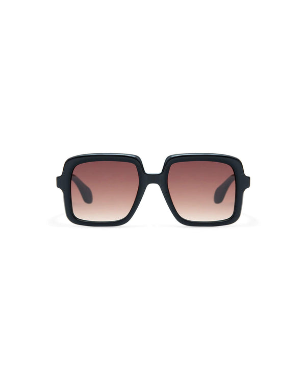 Frontansicht Sonnenbrille schwarz mit braun verlaufenden Gläsern
