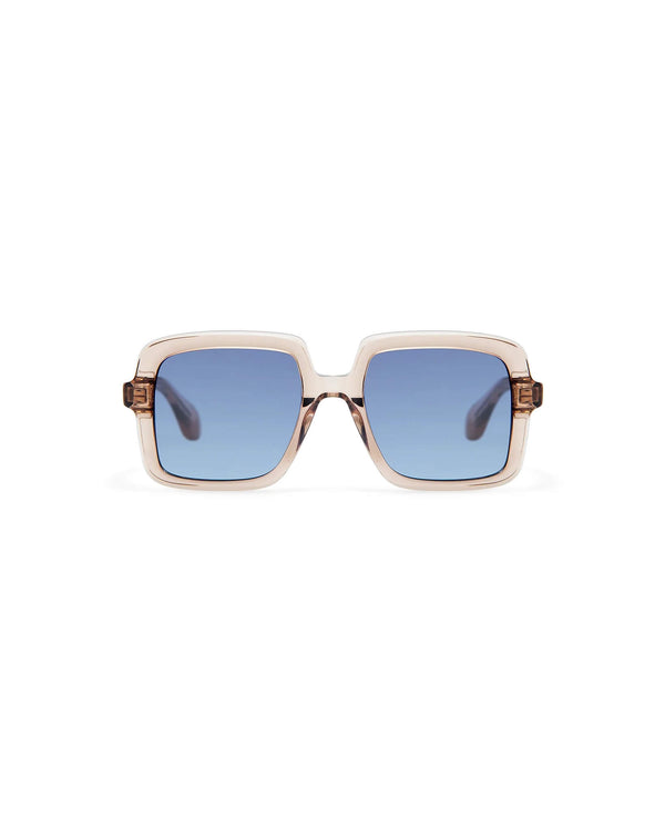 Sonnenbrille-braun-transparent-blaue-Gläser