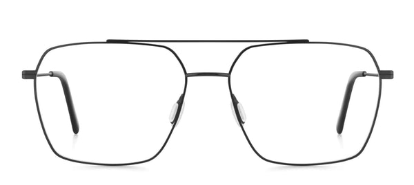 schwarz matte, leicht eckige titan Brillenfassung mit Doppelsteg der Firma Munic Eyewear aus München.