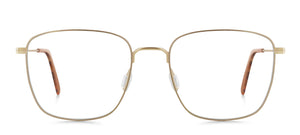 matt goldene titan Brillenfassung, Mischung aus runder und eckiger Form, von Munic Eyewear aus München