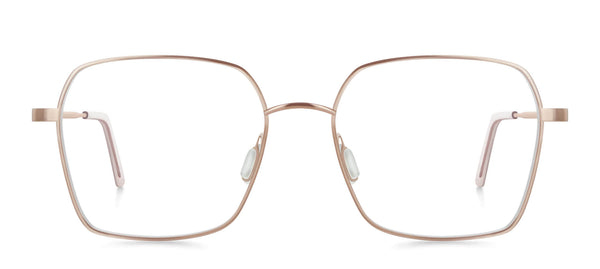 roségoldene Schmetterlingsförmige titan Brillenfassung von Munic Eyewear aus München.