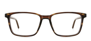 braun-transparente eckige Brillenfassung mit Horn-Optik von Munic Eyewear aus München